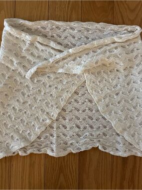 Lightweight Cream Knit Wrap coverup Skirt